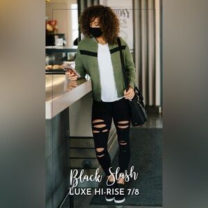 Zyia Black Slash Luxe Hi- Rise Tight